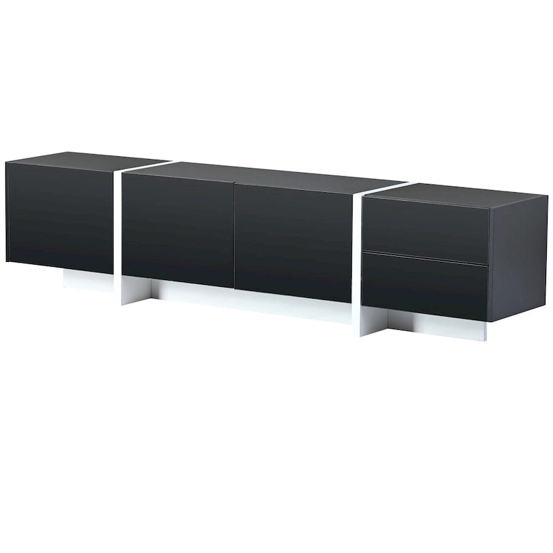 Meuble TV noir brillant 74,8 avec tiroirs pour téléviseurs de 80 po