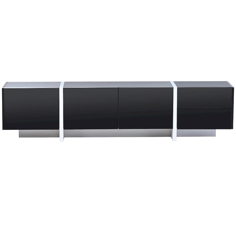 Meuble TV noir brillant 74,8 avec tiroirs pour téléviseurs de 80 po
