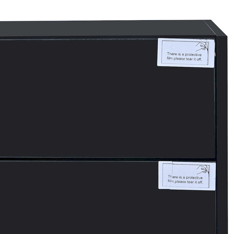 Meuble TV noir brillant 74,8 avec tiroirs pour téléviseurs de 80 po