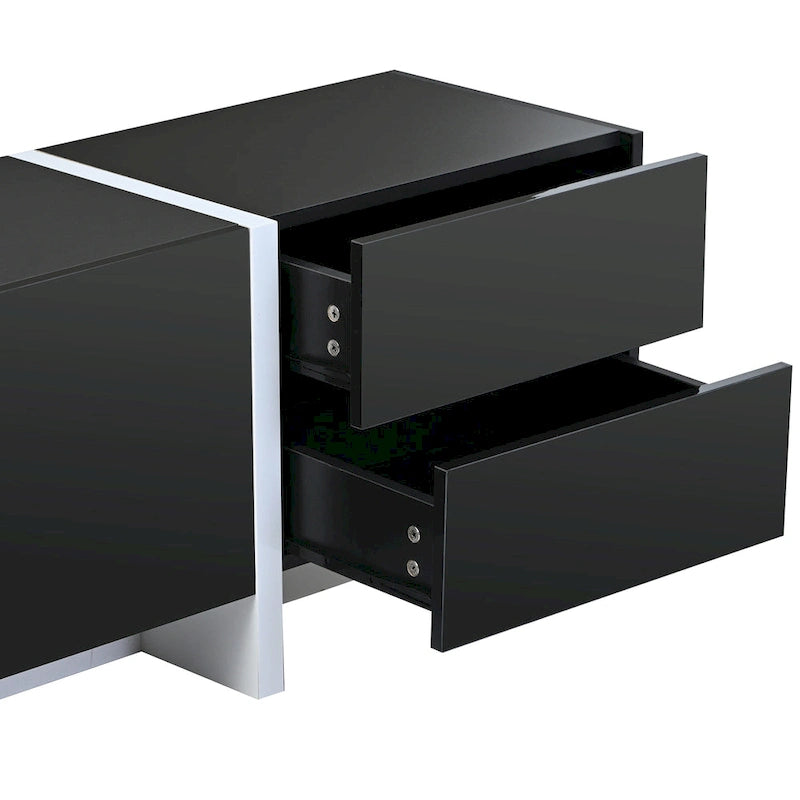 Meuble TV noir brillant 74,8 avec tiroirs pour téléviseurs de 80 po