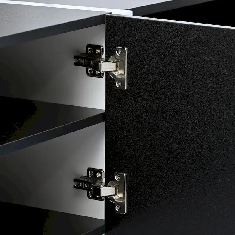 Meuble TV noir brillant 74,8 avec tiroirs pour téléviseurs de 80 po