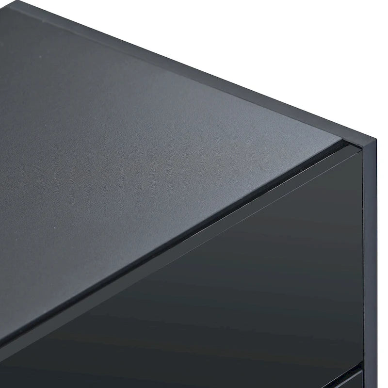 Meuble TV noir brillant 74,8 avec tiroirs pour téléviseurs de 80 po