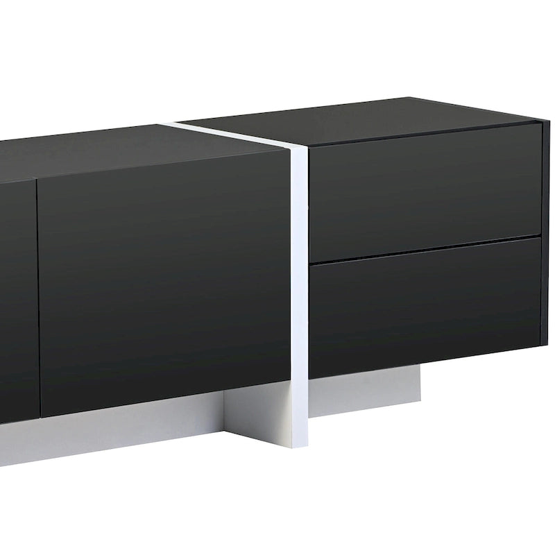 Meuble TV noir brillant 74,8 avec tiroirs pour téléviseurs de 80 po