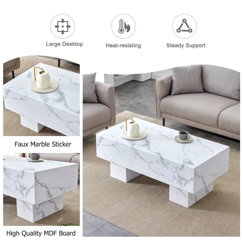 Table basse en MDF avec autocollant à texture moderne et simple