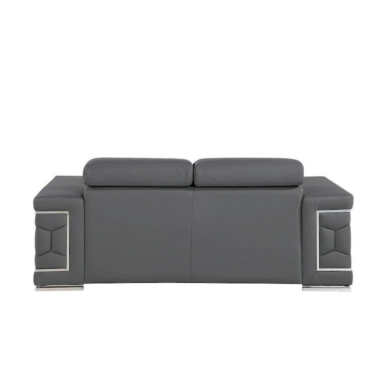 Causeuse 71" en cuir véritable gris et argent