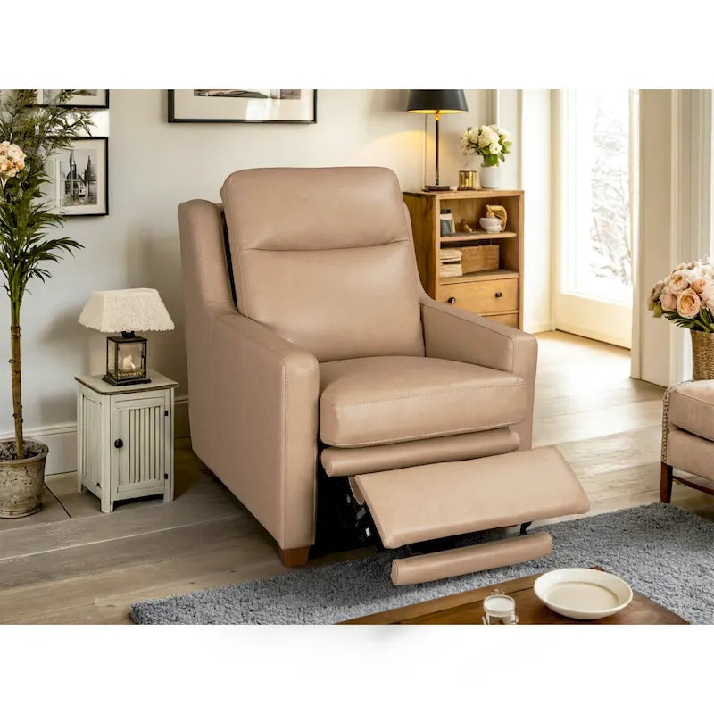Canapé inclinable en cuir véritable 33 places, motorisation triple, zéro dégagement, avec ports USB et USB-C