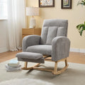 Fauteuil à bascule avec pieds en bois massif, planeur à bascule rembourré pour chambre de bébé, fauteuil confortable avec pochette latérale