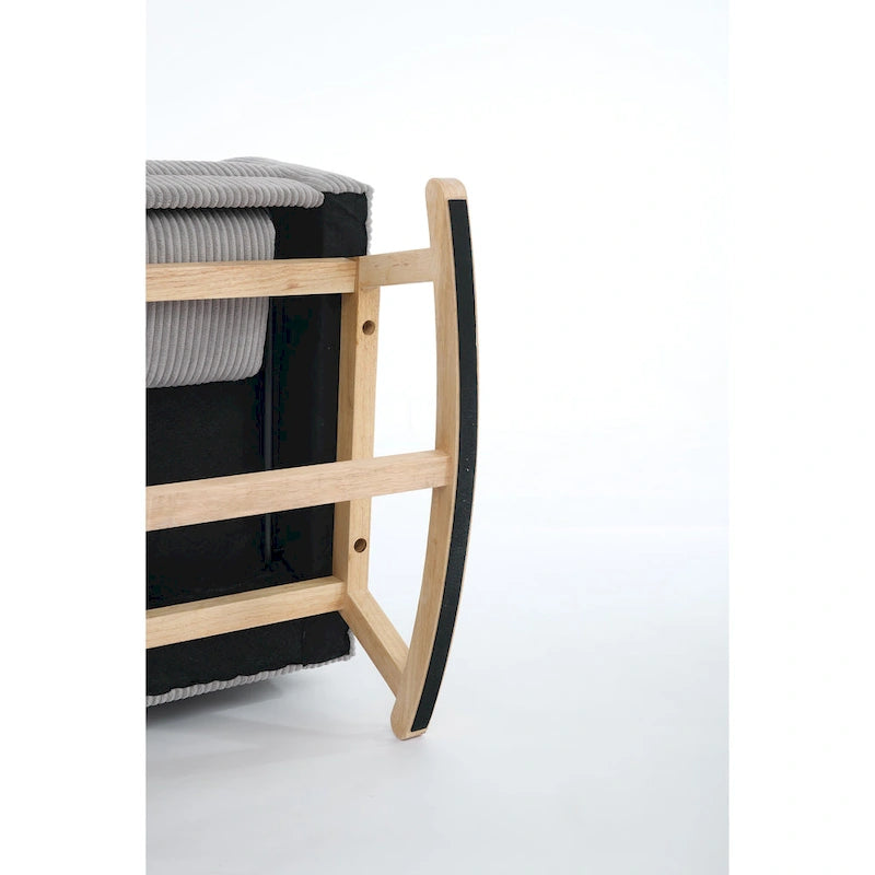 Fauteuil à bascule avec pieds en bois massif, planeur à bascule rembourré pour chambre de bébé, fauteuil confortable avec pochette latérale