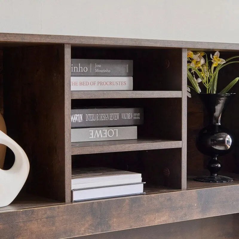 Bureau d'ordinateur rustique moderne avec huche de rangement