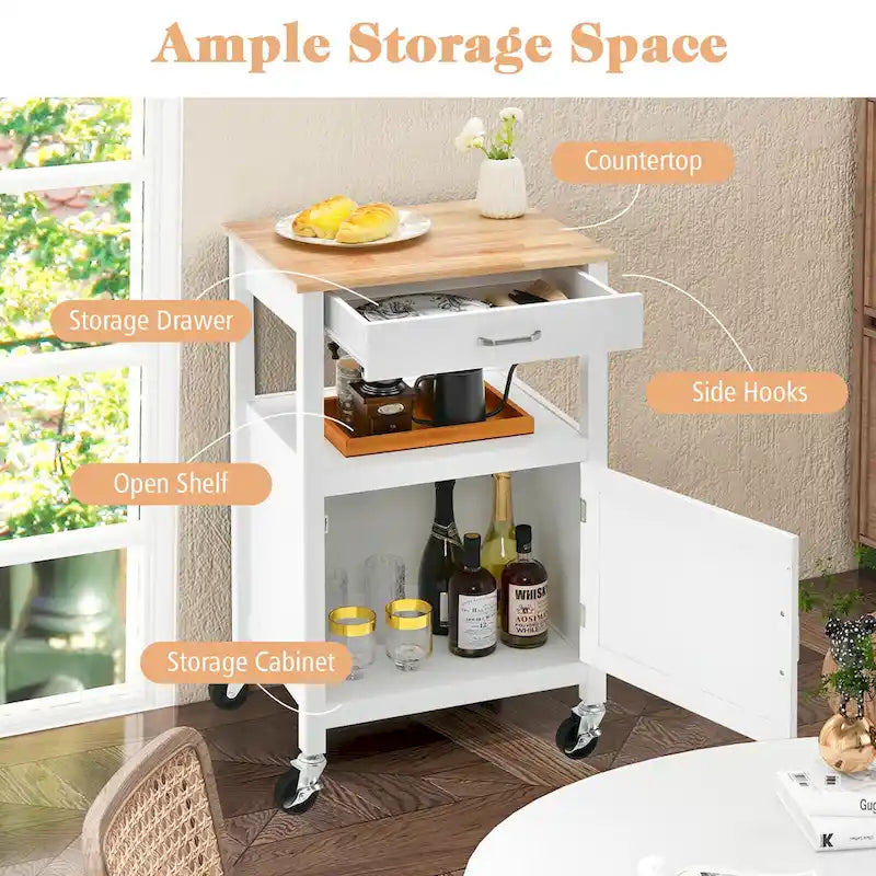 Petit îlot de cuisine sur roulettes avec porte coulissante type "grange"