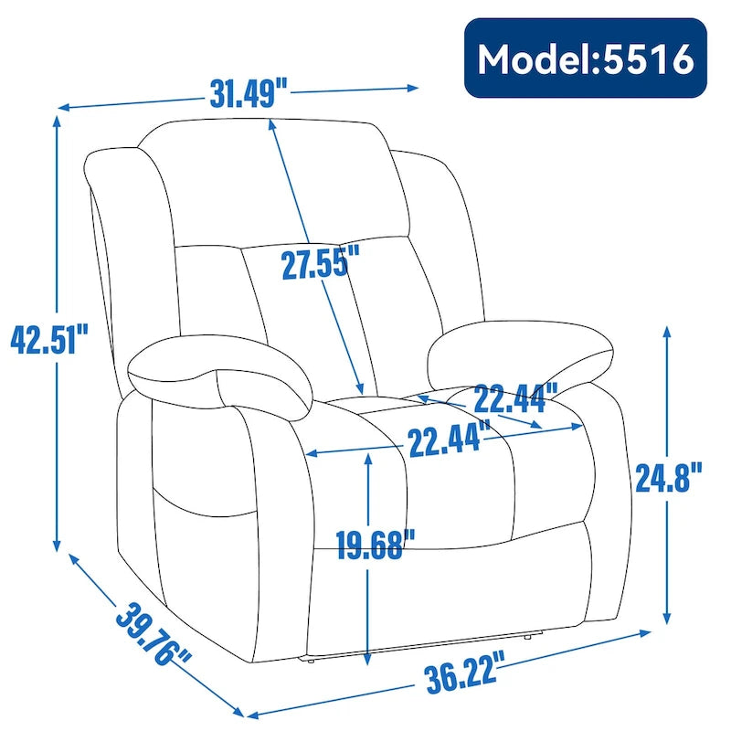 Fauteuil inclinable releveur électrique de taille moyenne en cuir véritable avec deux moteurs, massage 8 points et chauffage lombaire