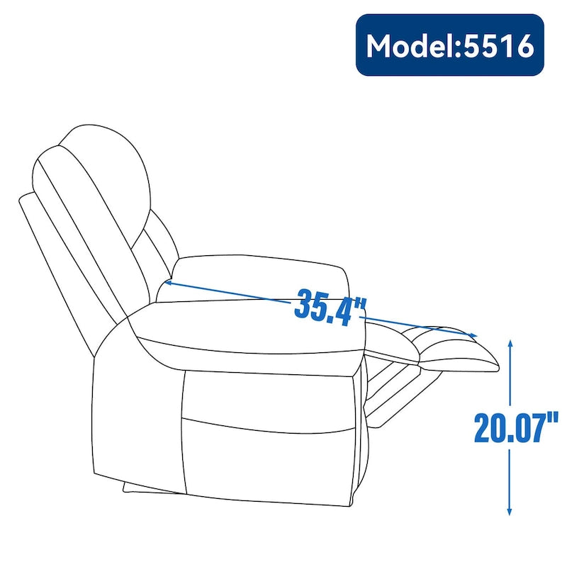 Fauteuil inclinable releveur électrique de taille moyenne en cuir véritable avec deux moteurs, massage 8 points et chauffage lombaire
