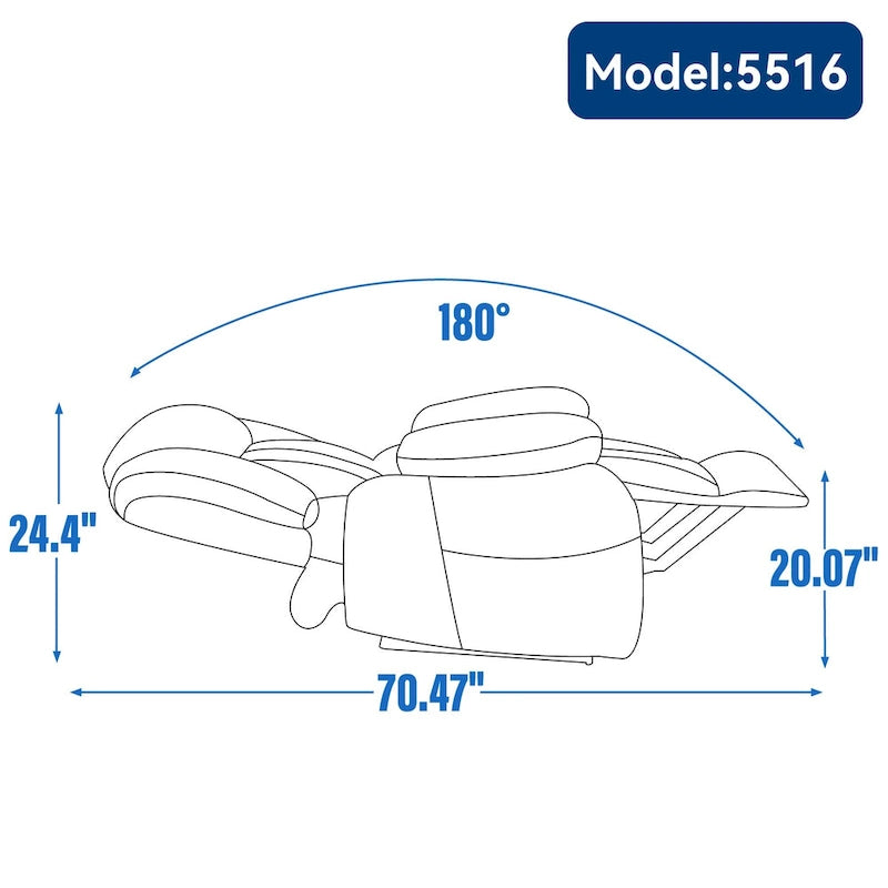 Fauteuil inclinable releveur électrique de taille moyenne en cuir véritable avec deux moteurs, massage 8 points et chauffage lombaire