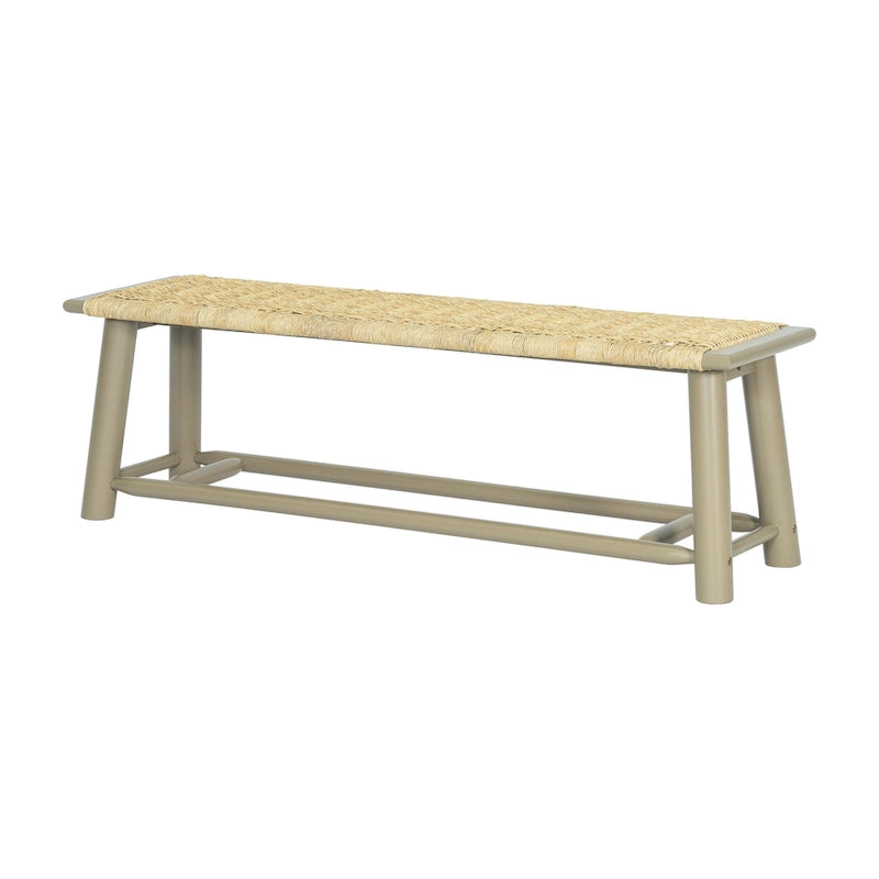 Banc Moderne Ferme en Rotin et Bois Massif - 150 cm Banc Intérieur et Extérieur Couvert Design Multifonctionnel