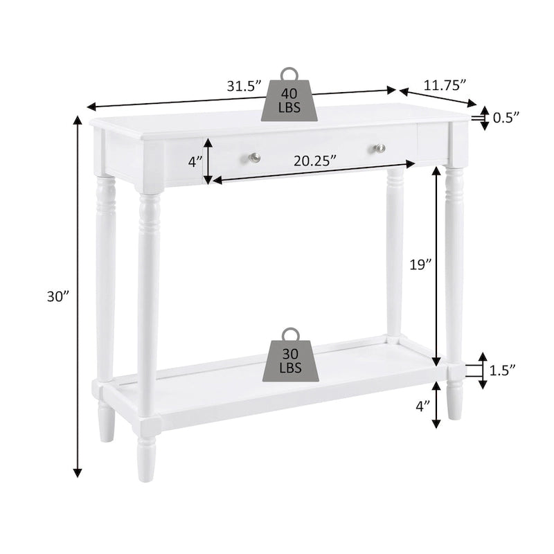 Table d'entrée avec étagère et 1 tiroir, sans outils