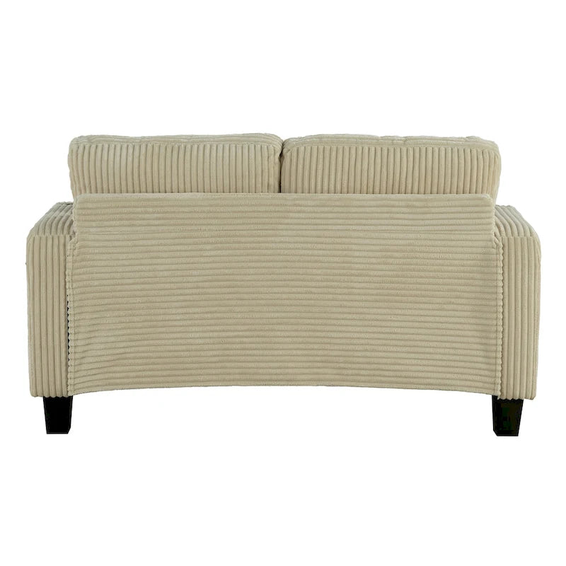 Canapé Loveseat Contemporain en Corduroy de 61 po avec 2 Coussins et Porte-gobelet
