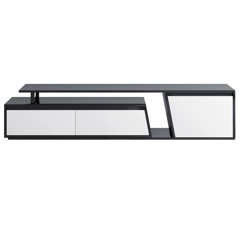 Meuble TV moderne minimaliste rectangulaire extensible 254 cm avec deux tiroirs - 15,70 x 70,70 x 15,70