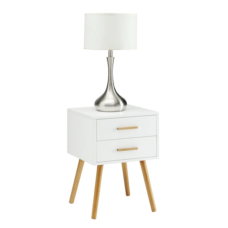 Table de chevet à 2 tiroirs de style Mid-Century