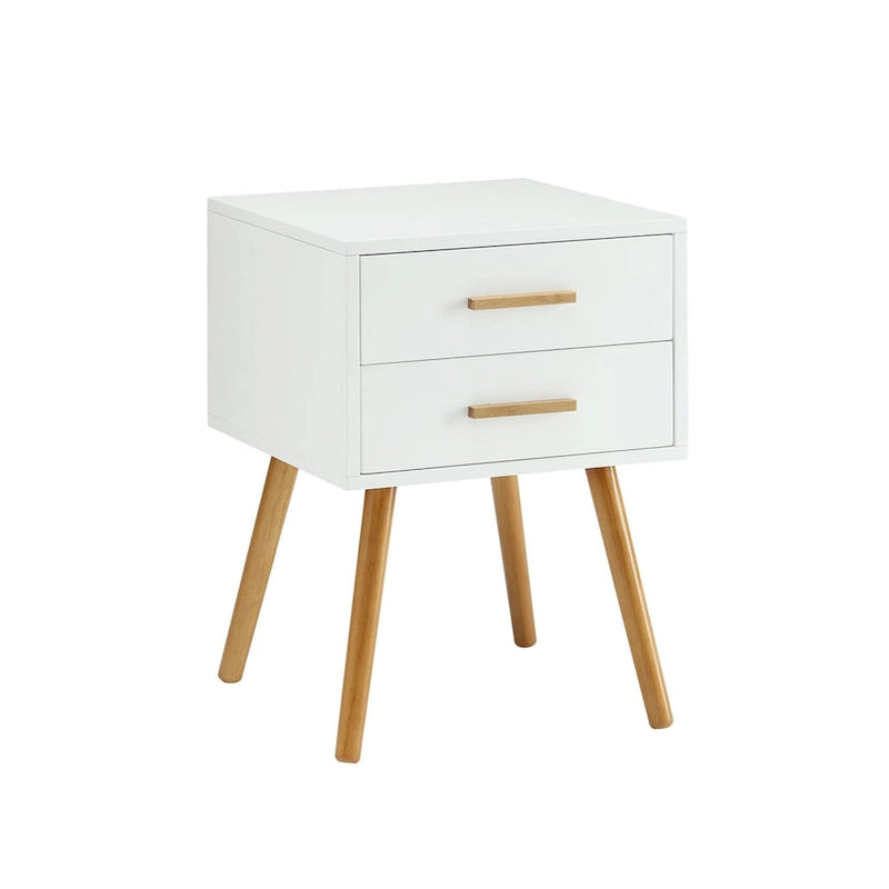Table de chevet à 2 tiroirs de style Mid-Century