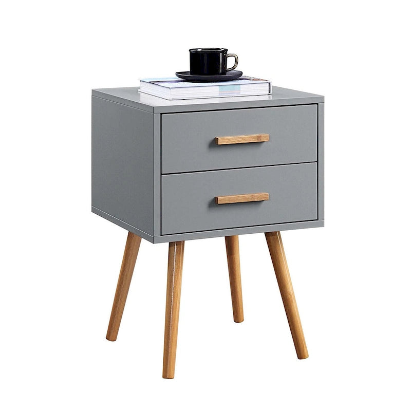 Table de chevet à 2 tiroirs de style Mid-Century