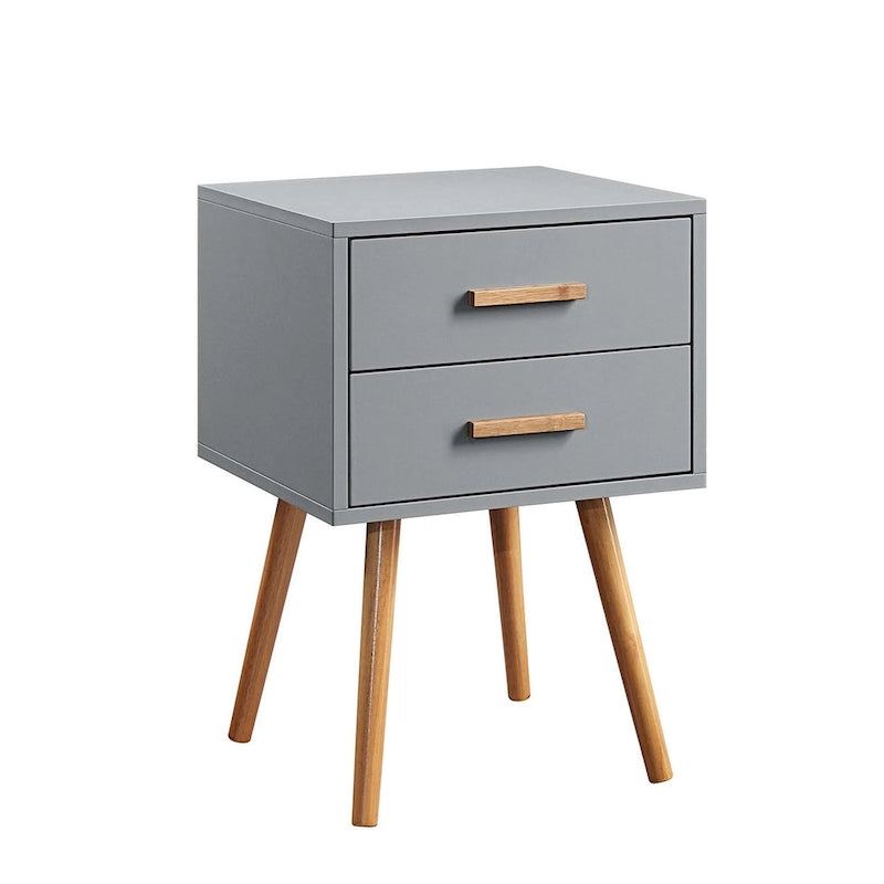 Table de chevet à 2 tiroirs de style Mid-Century