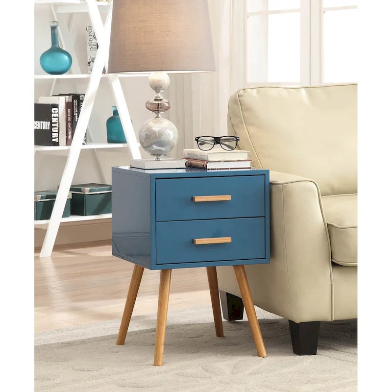 Table de chevet à 2 tiroirs de style Mid-Century