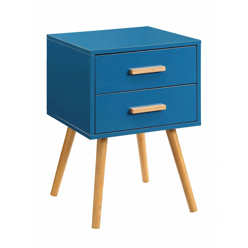 Table de chevet à 2 tiroirs de style Mid-Century