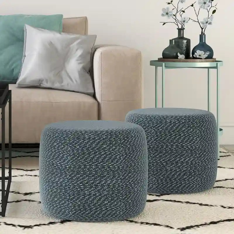 Pouf rond tressé en coton