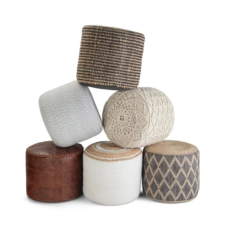 Pouf rond tressé en coton