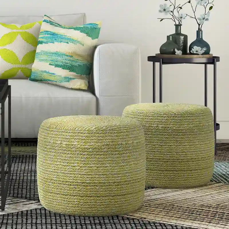 Pouf rond tressé en coton