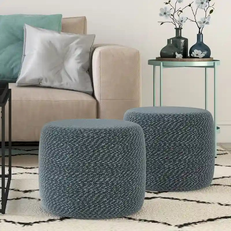 Pouf rond tressé en coton