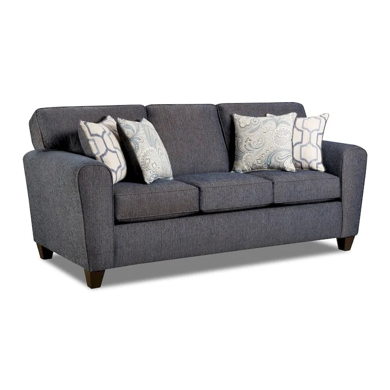 Canapé rembourré de style milieu de siècle avec coussins décoratifs