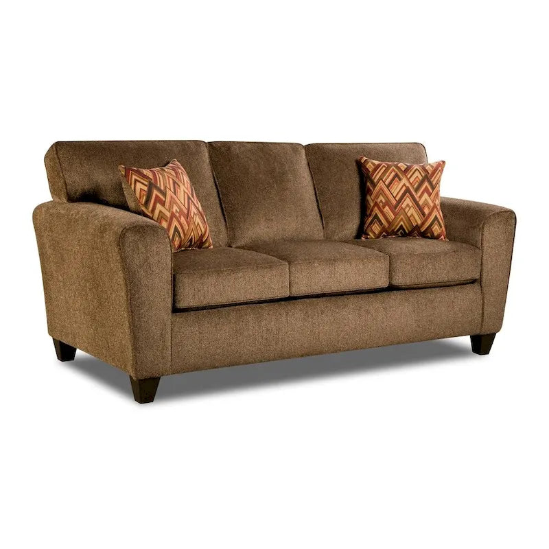 Canapé rembourré de style milieu de siècle avec coussins décoratifs