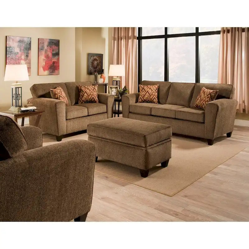 Canapé rembourré de style milieu de siècle avec coussins décoratifs