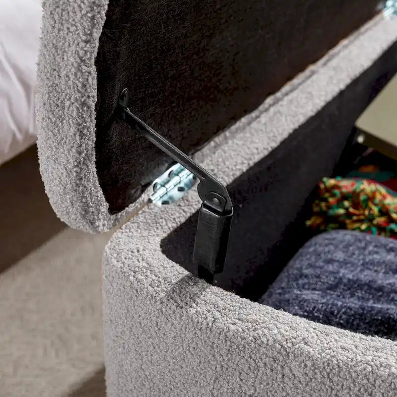 Banc d'entrée en fausse fourrure rembourré avec rangement