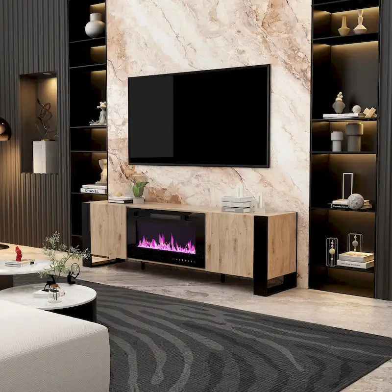 Meuble TV avec option cheminée :2 modes de flamme1500W 68,9W