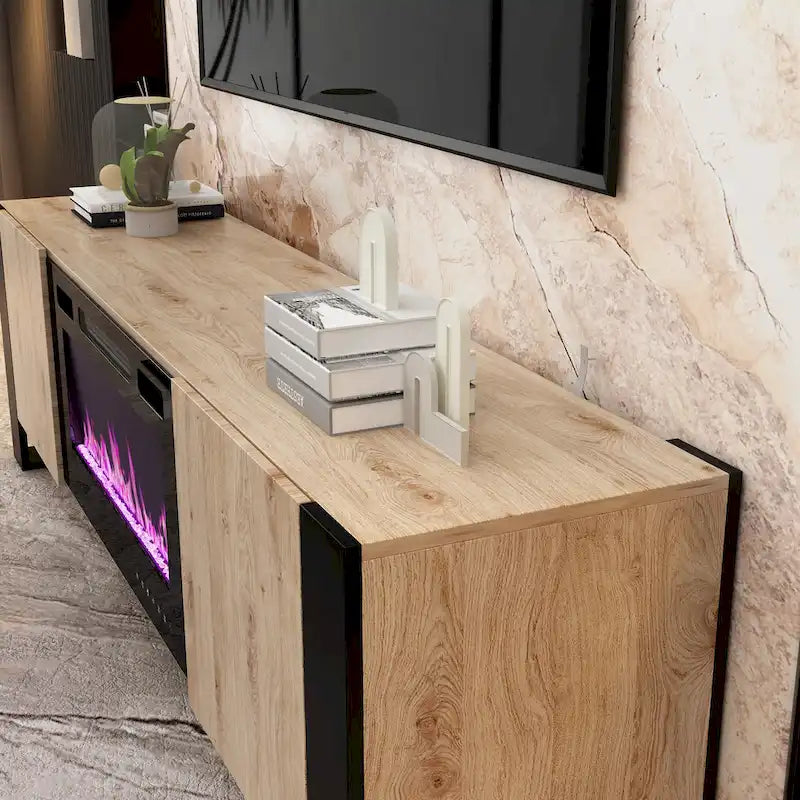 Meuble TV avec option cheminée :2 modes de flamme1500W 68,9W