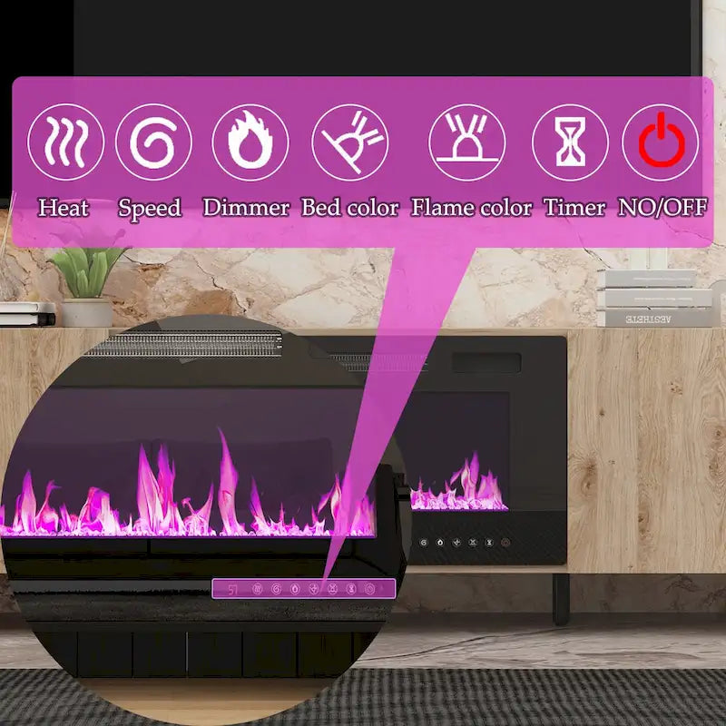 Meuble TV avec option cheminée :2 modes de flamme1500W 68,9W