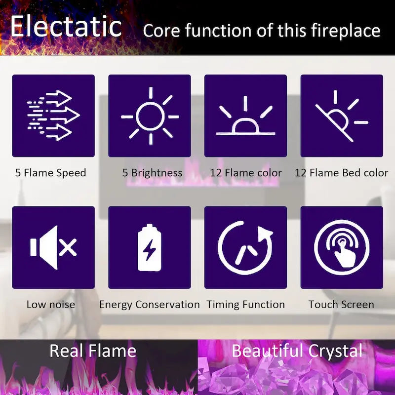 Meuble TV avec option cheminée :2 modes de flamme1500W 68,9W