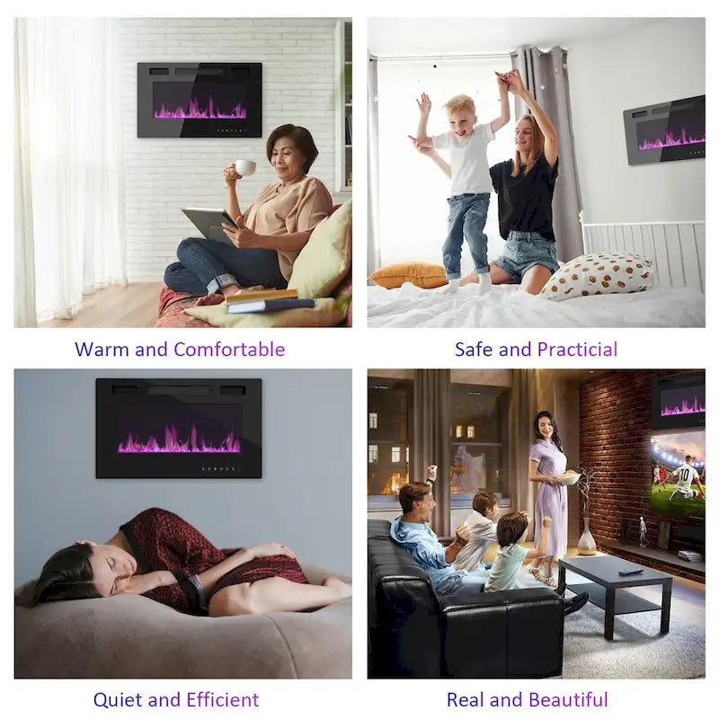 Meuble TV avec option cheminée :2 modes de flamme1500W 68,9W