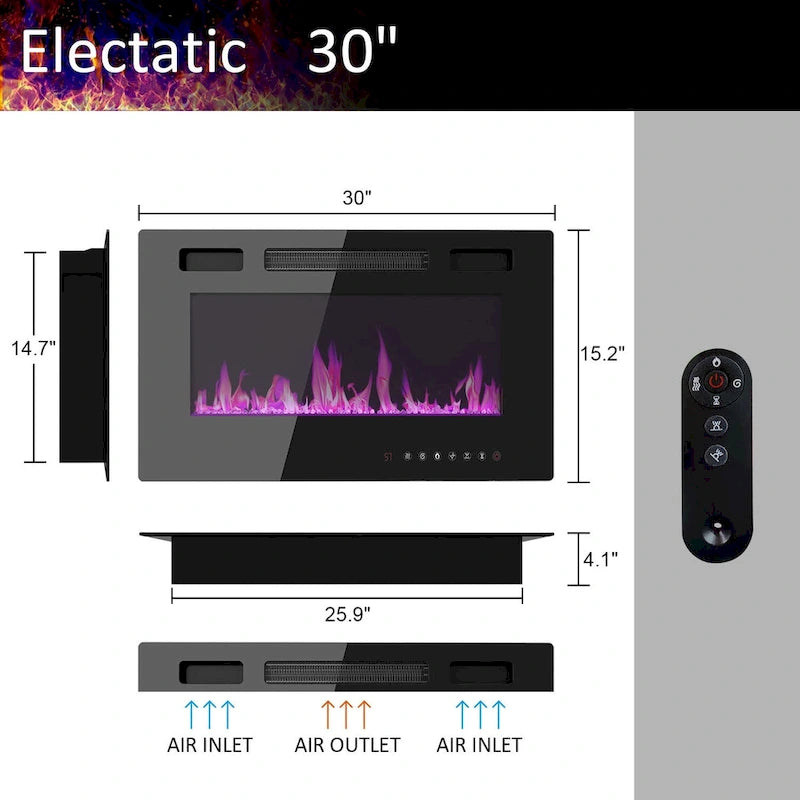Meuble TV avec option cheminée :2 modes de flamme1500W 68,9W