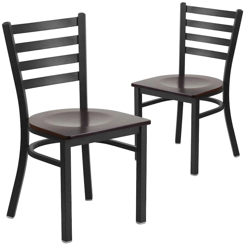 Lot de 2 chaises de restaurant en métal à dossier échelle – 41,9 l x 43,2 P x 81,9 H cm – 41,9 l x 43,2 P x 81,9 H cm