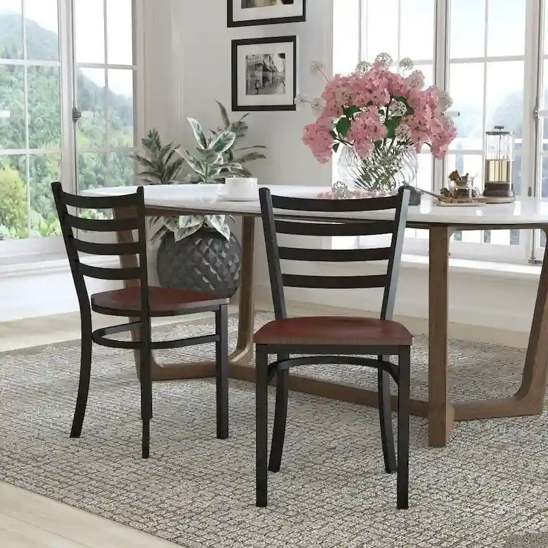 Lot de 2 chaises de restaurant en métal à dossier échelle – 41,9 l x 43,2 P x 81,9 H cm – 41,9 l x 43,2 P x 81,9 H cm