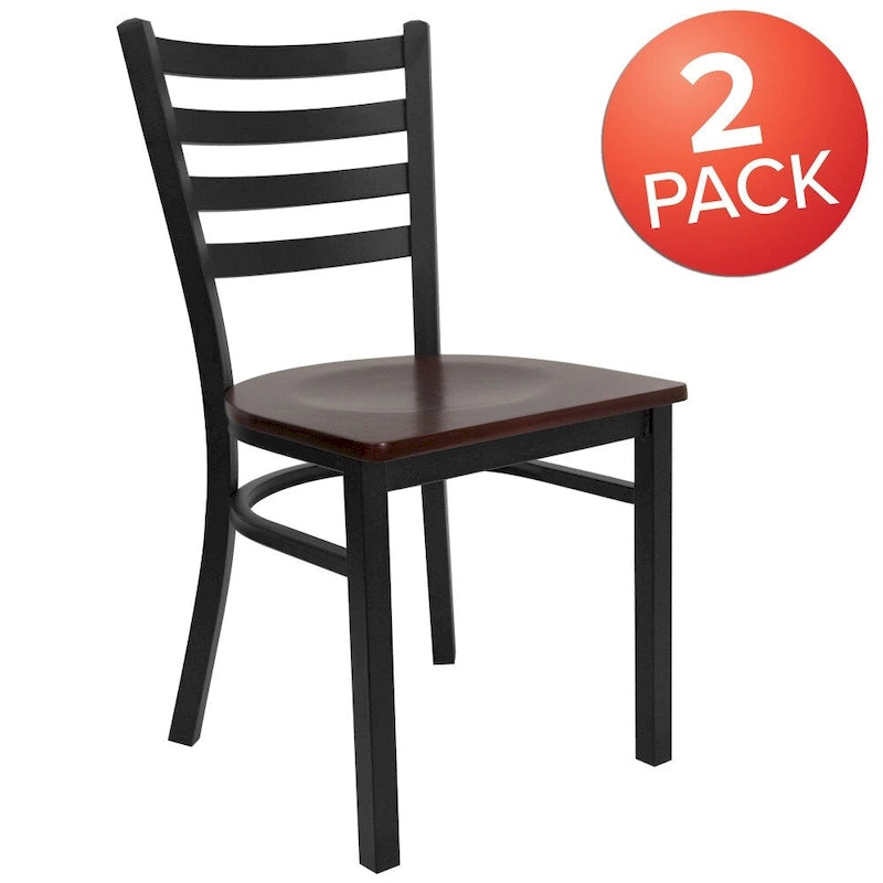 Lot de 2 chaises de restaurant en métal à dossier échelle – 41,9 l x 43,2 P x 81,9 H cm – 41,9 l x 43,2 P x 81,9 H cm