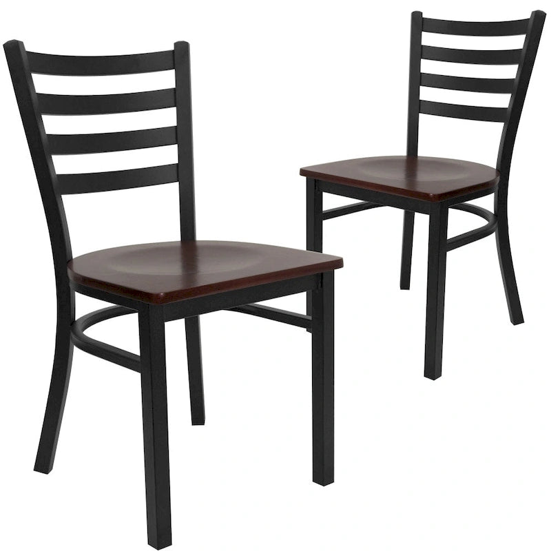 Lot de 2 chaises de restaurant en métal à dossier échelle – 41,9 l x 43,2 P x 81,9 H cm – 41,9 l x 43,2 P x 81,9 H cm