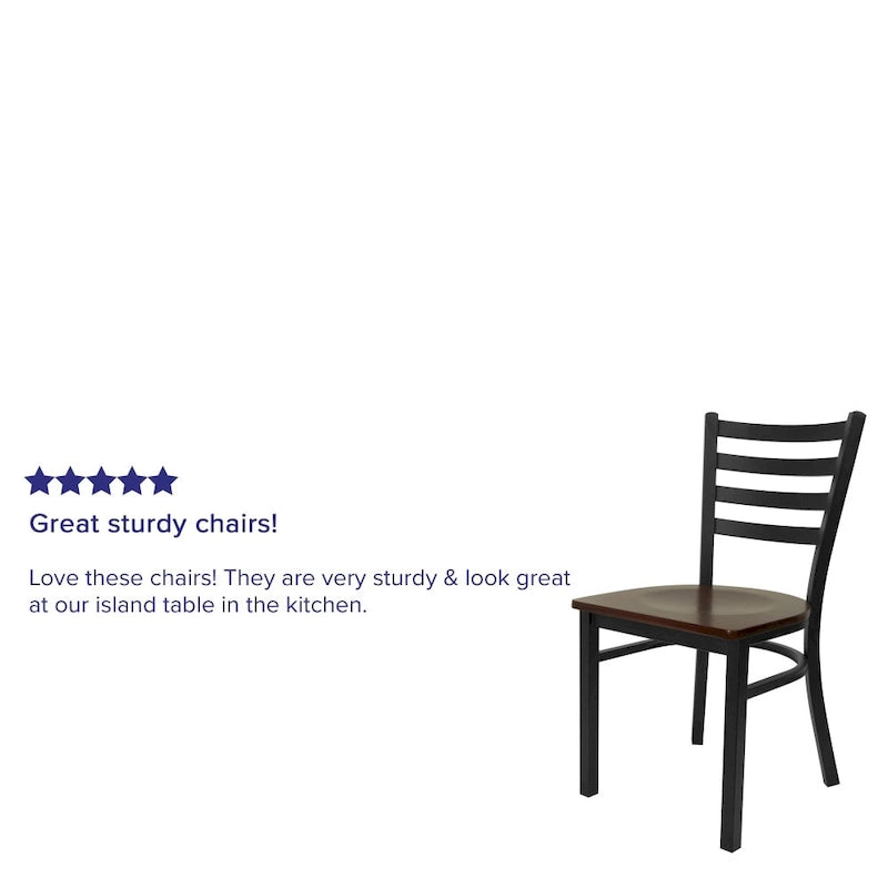 Lot de 2 chaises de restaurant en métal à dossier échelle – 41,9 l x 43,2 P x 81,9 H cm – 41,9 l x 43,2 P x 81,9 H cm
