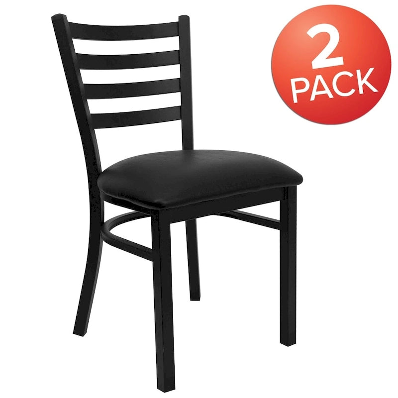 Lot de 2 chaises de restaurant en métal à dossier échelle – 41,9 l x 43,2 P x 81,9 H cm – 41,9 l x 43,2 P x 81,9 H cm