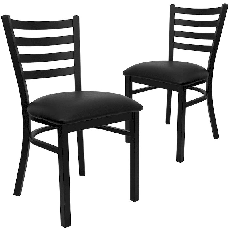 Lot de 2 chaises de restaurant en métal à dossier échelle – 41,9 l x 43,2 P x 81,9 H cm – 41,9 l x 43,2 P x 81,9 H cm
