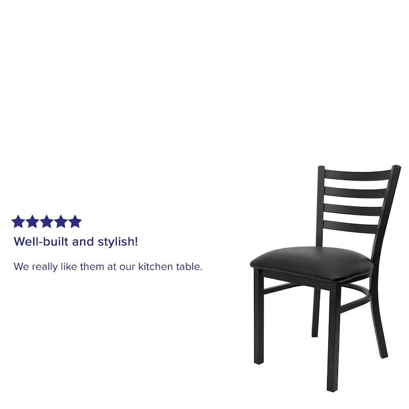 Lot de 2 chaises de restaurant en métal à dossier échelle – 41,9 l x 43,2 P x 81,9 H cm – 41,9 l x 43,2 P x 81,9 H cm