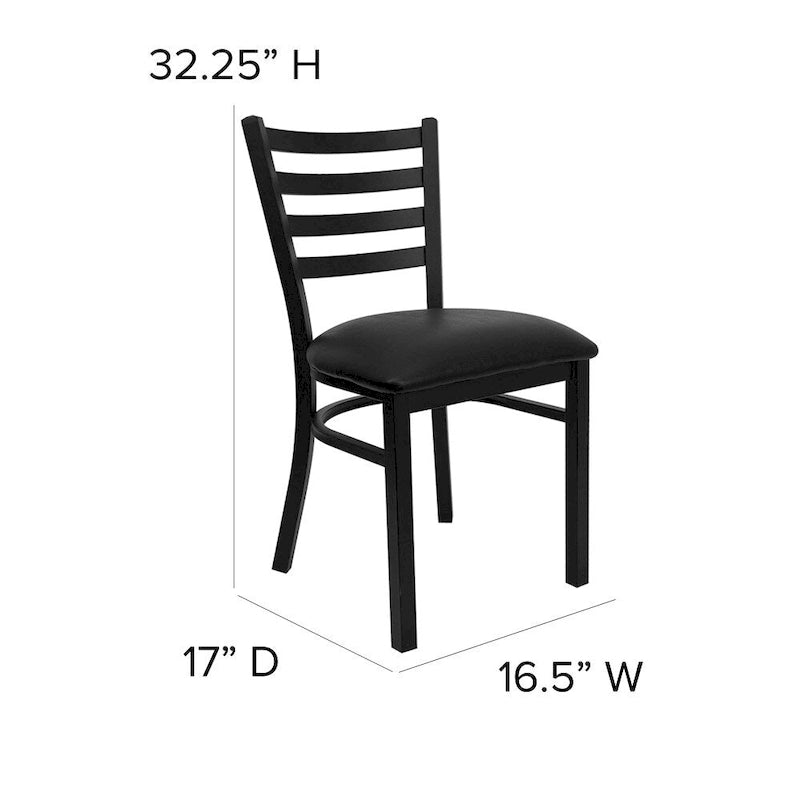 Lot de 2 chaises de restaurant en métal à dossier échelle – 41,9 l x 43,2 P x 81,9 H cm – 41,9 l x 43,2 P x 81,9 H cm